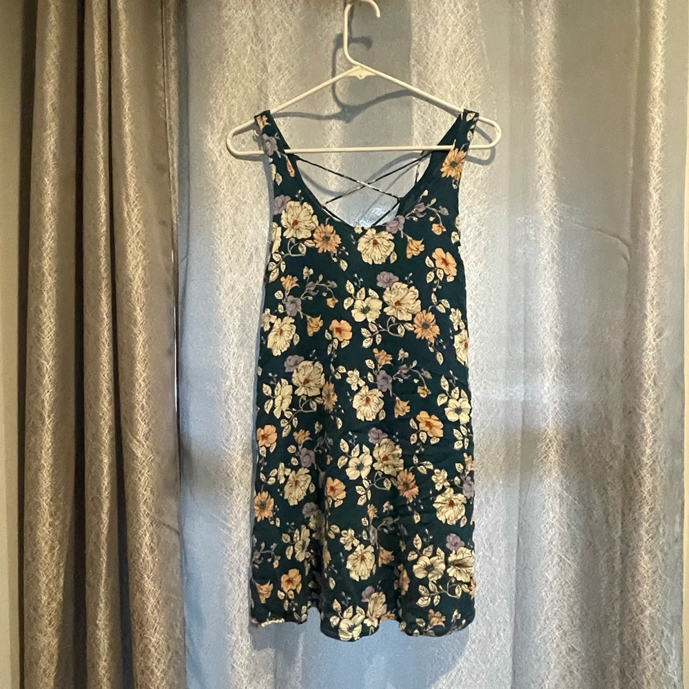 Forever 21 Summer Dress Teal and Peach Flowers - Large